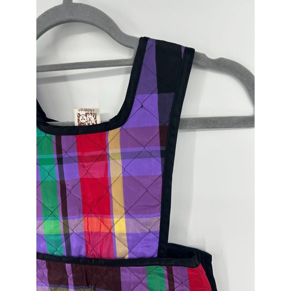 NWT Vintage Plaid Anne Klein Girls Kids size 7 Quilt Jumper Dress Apron - Picture 3 of 8